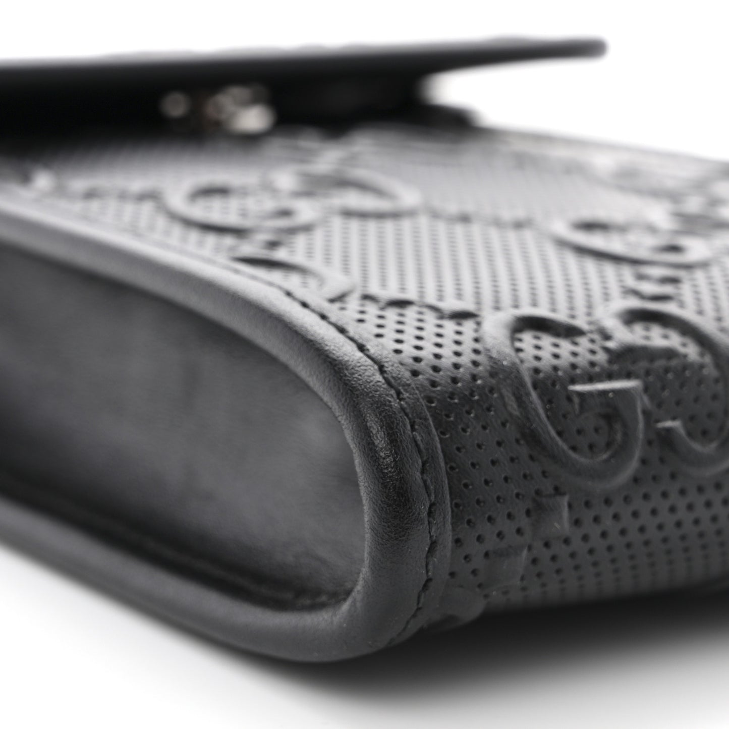 Calfskin GG Tennis Embossed Mini Crossbody Bag Black