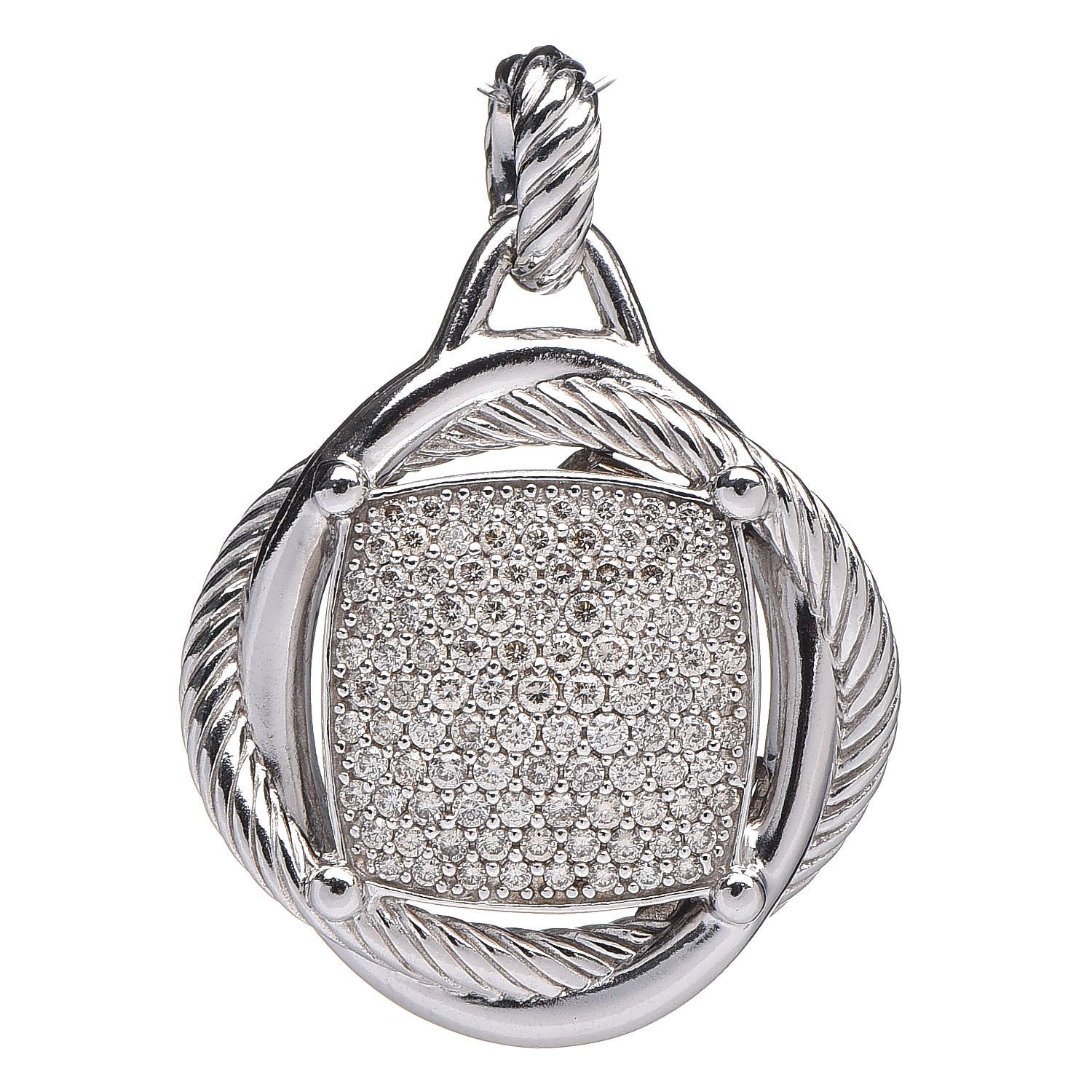 David Yurman Sterling Silver Diamond 32mm Large Infinity Pendant 1 of 4