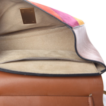 Chloe Calfskin Suede Rainbow Patchwork Drew Shoulder Bag Caramel 5 of 12