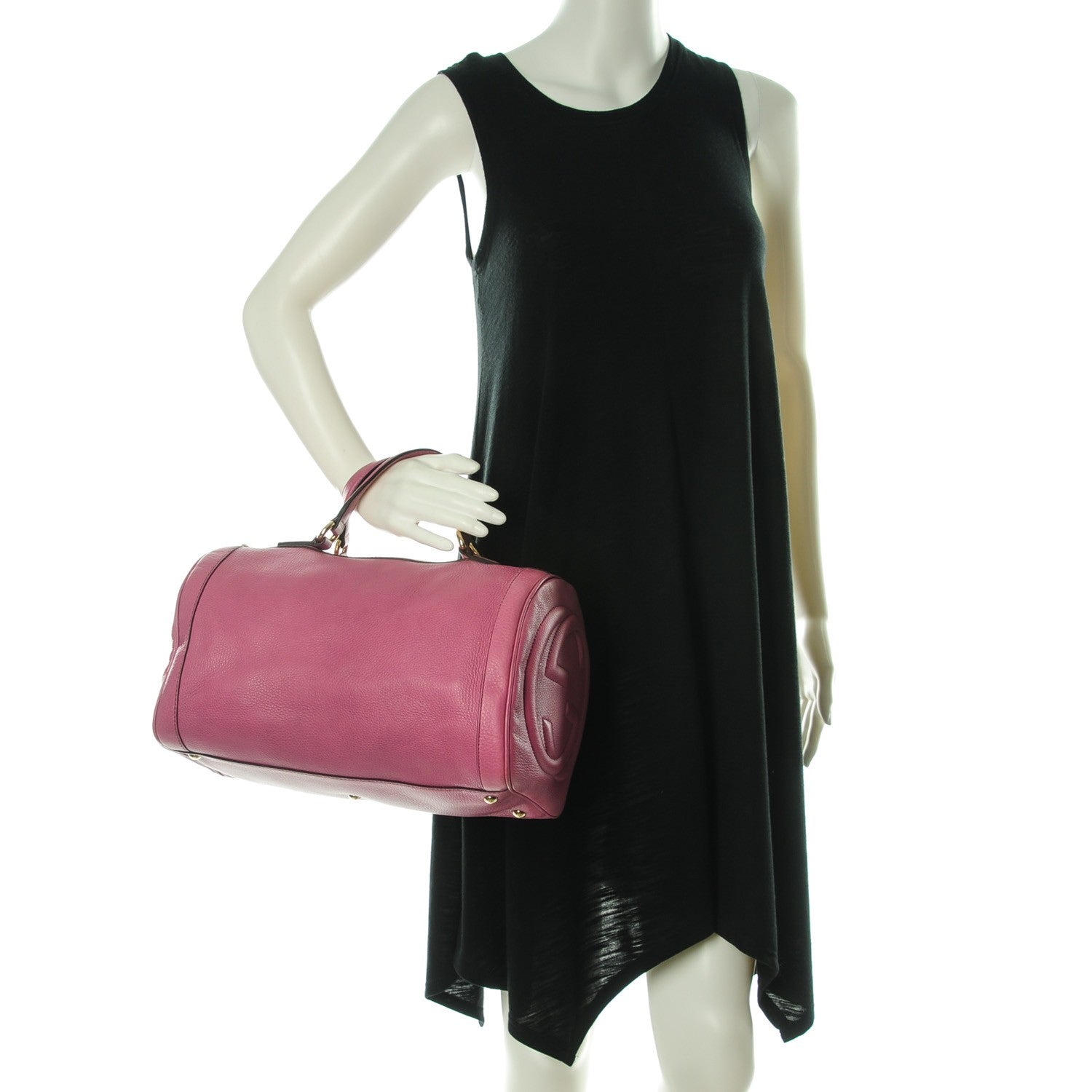 Gucci Pebbled Calfskin Medium Soho Boston Fresia Rose 2 of 7