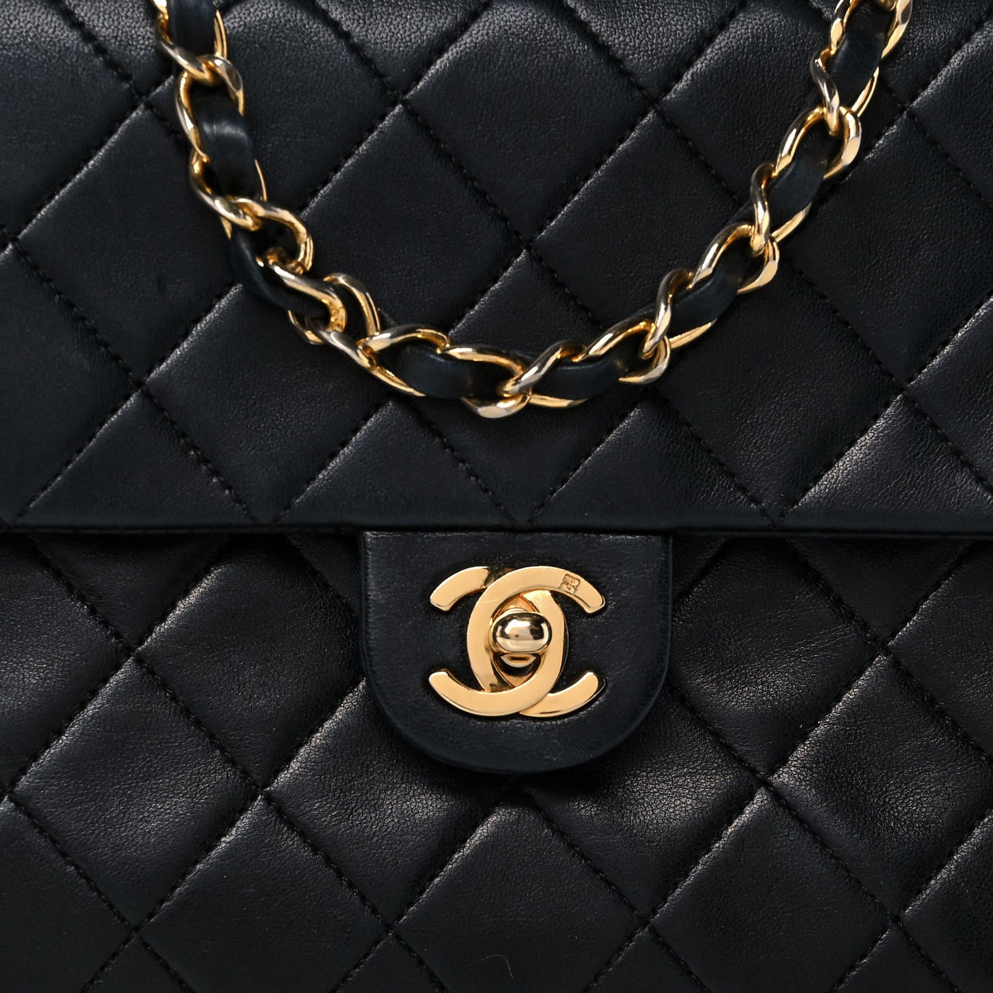 Lambskin Quilted Mini Square Flap Black