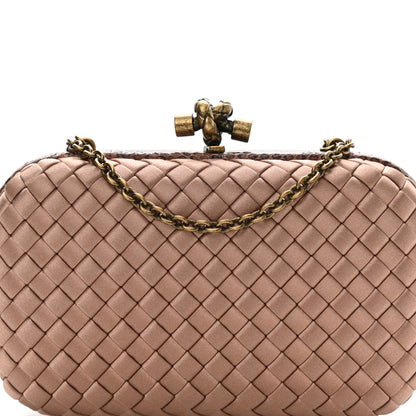 Bottega Veneta Satin Ayers Intrecciato Chain Knot Clutch Camel 6 of 8