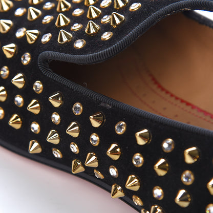 Christian Louboutin Veau Velours Crystal Mens Dandy 1C1S Flat Loafers 39.5 Black Gold 8 of 9