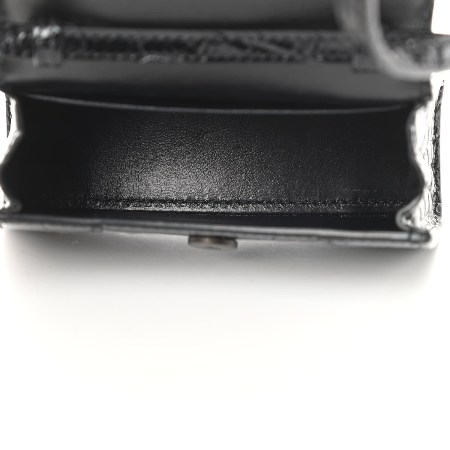 Balenciaga Shiny Calfskin Monochrome Crocodile Embossed Hourglass Top Handle Bag Mini Black 5 of 12