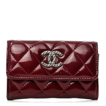Chanel Patent Brilliant Flap Card Holder Burgundy 1 of 10
