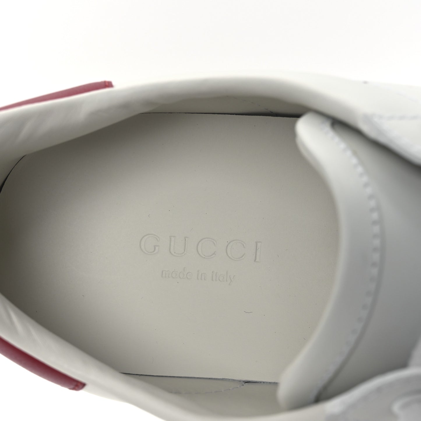 Calfskin Interlocking G Perforated Womens Ace Sneakers 36.5 White Hibiscus Red