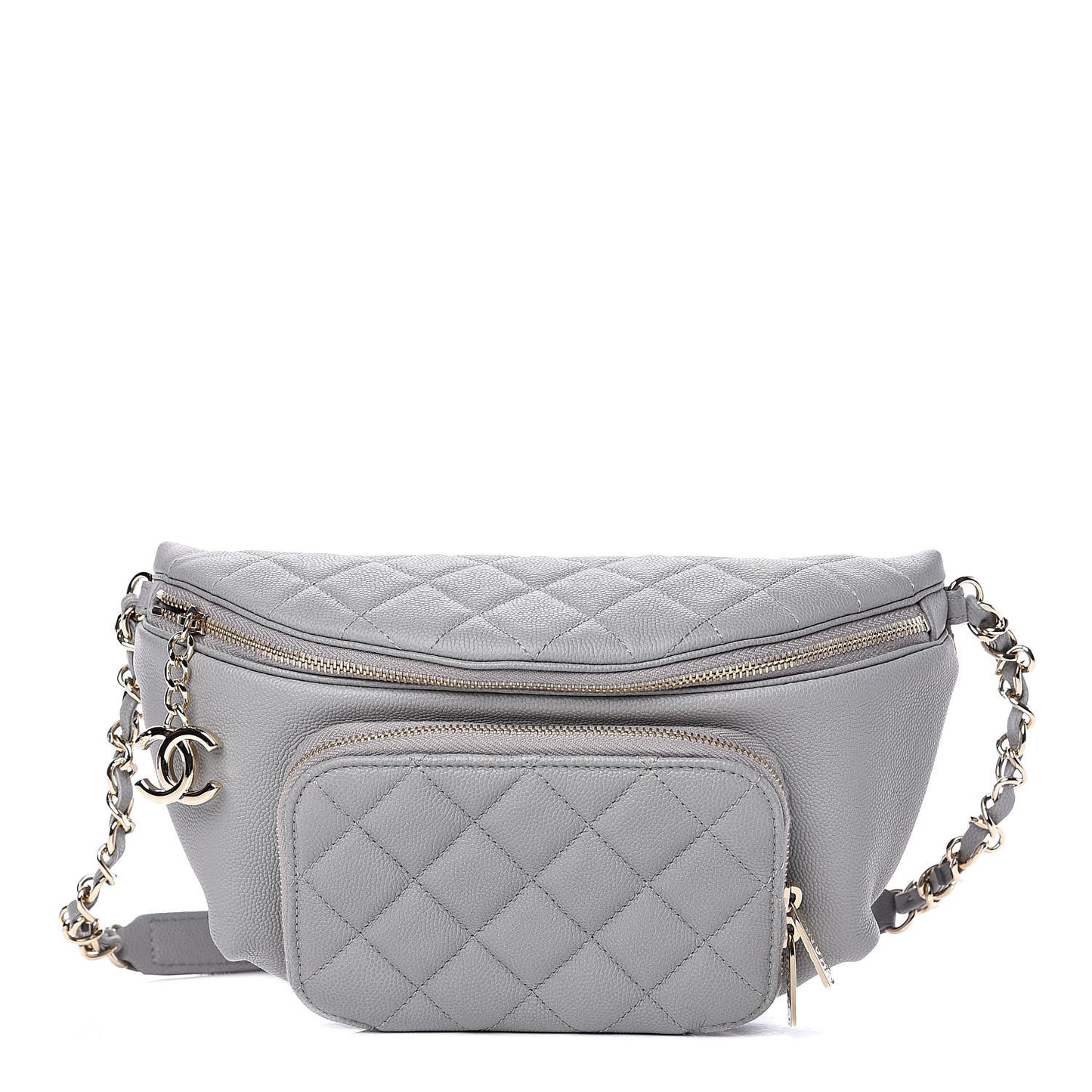 Caviar Quilted Business Affinity Waist Bag Grey