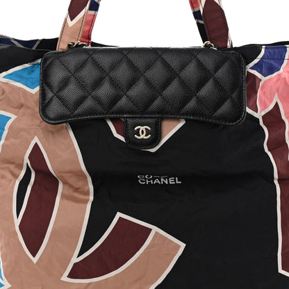 Chanel Caviar Fabric Quilted Foldable Tote With Chain Black Multicolor 14 of 19