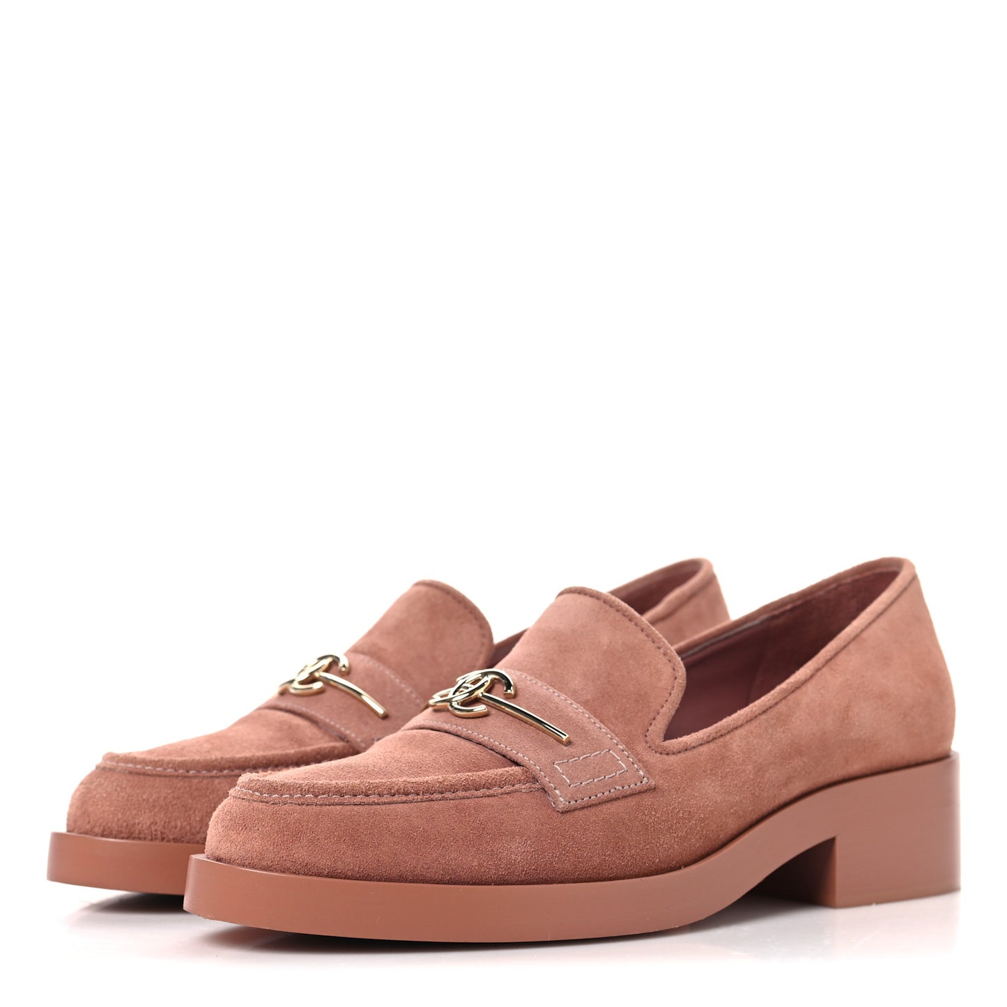 Suede Metal CC Mocassin Loafers 38 Pink