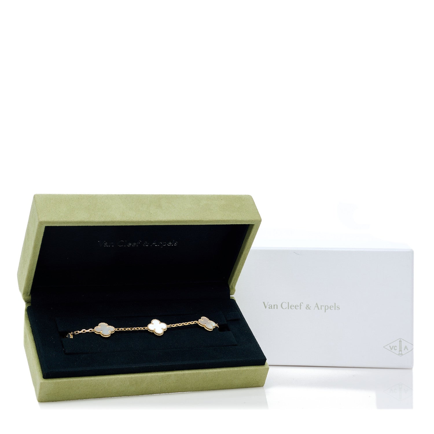 Van Cleef & Arpels 18K Yellow Gold Mother of Pearl 5 Motifs Vintage Alhambra Bracelet 5 of 5