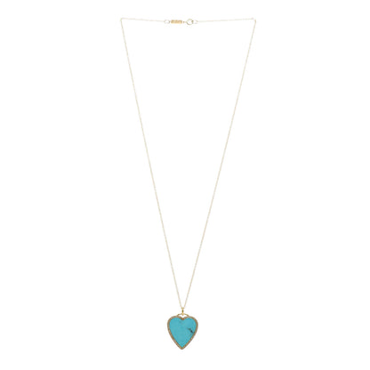Jennifer Meyer 18K Yellow Gold Diamond Turquoise Heart Pendant Necklace 3 of 4