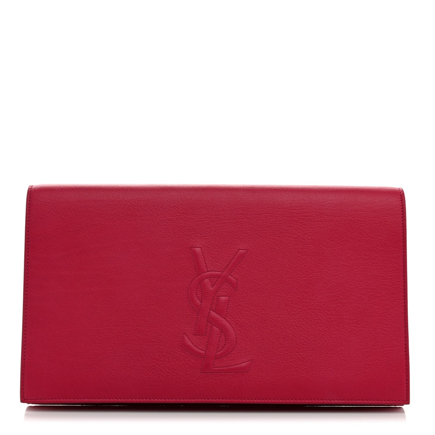 Saint Laurent Goatskin Monogram Large Belle De Jour Clutch Lipstick Fuchsia 1 of 7