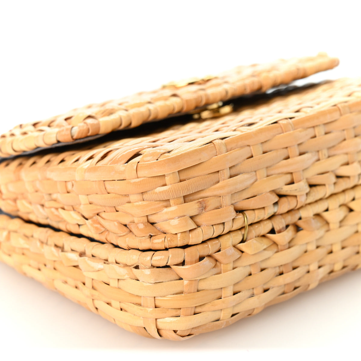 Glazed Wicker Mini Cestino Shoulder Bag Natural