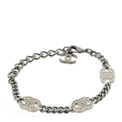 Chanel Ruthenium Crystal CC Bracelet Silver 1 of 4