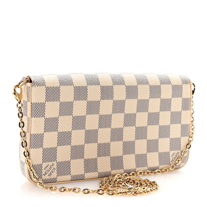 Louis Vuitton Damier Azur Pochette Felicie Chain Wallet Rose Ballerine 4 of 10