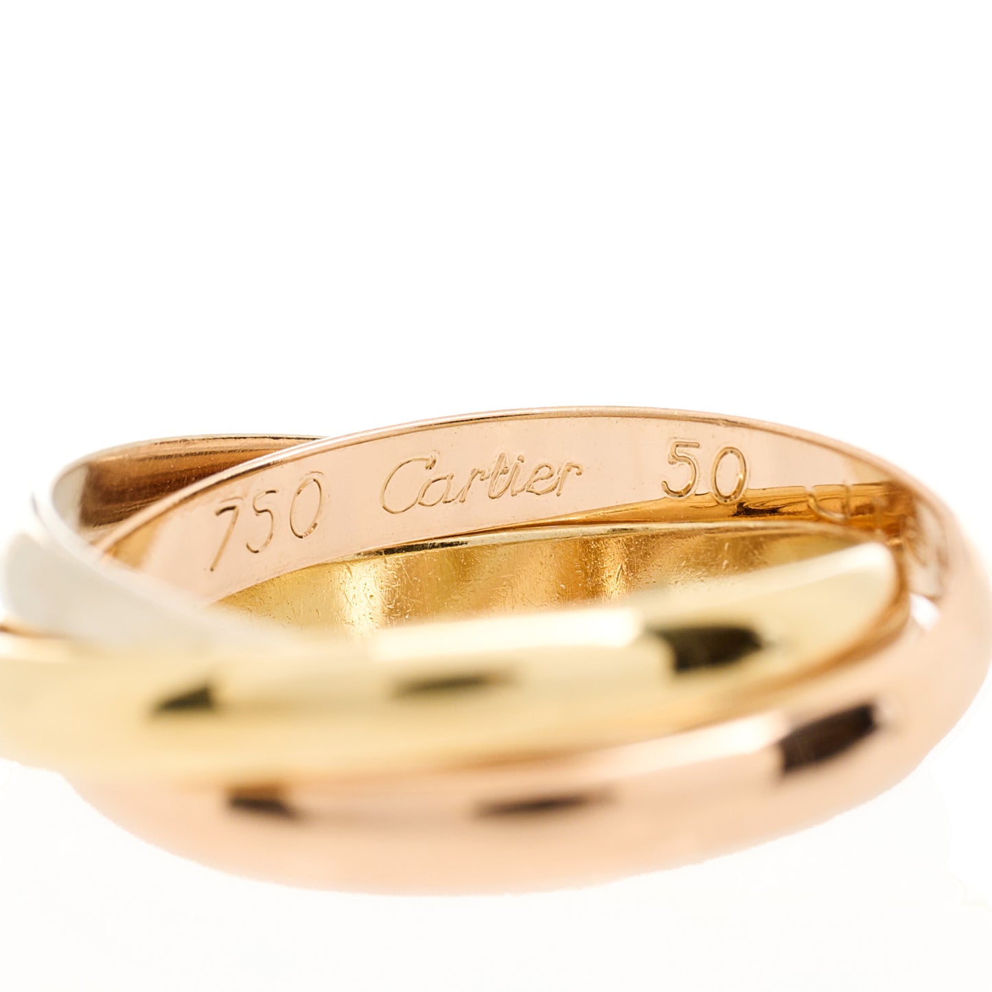 18K Pink Yellow White Gold Small Trinity Ring 50 5.25