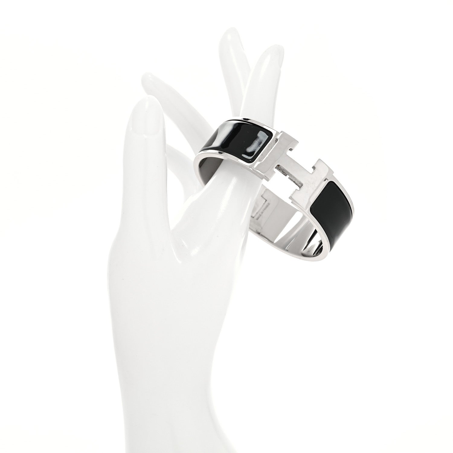 Hermes Enamel Wide Clic Clac H Bracelet GM Black 2 of 5