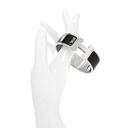 Hermes Enamel Wide Clic Clac H Bracelet GM Black 2 of 5