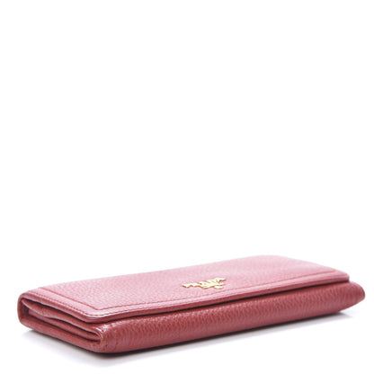 Prada Vitello Daino Continental Flap Wallet Fuoco 4 of 14
