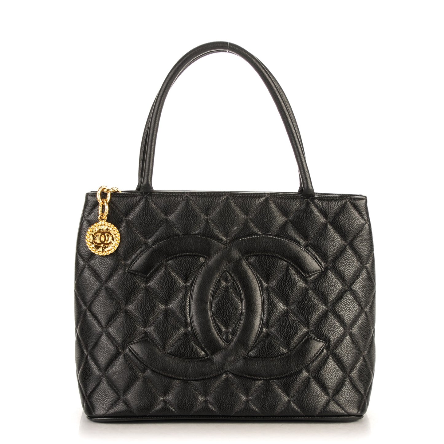 Caviar Quilted Medallion Tote Black