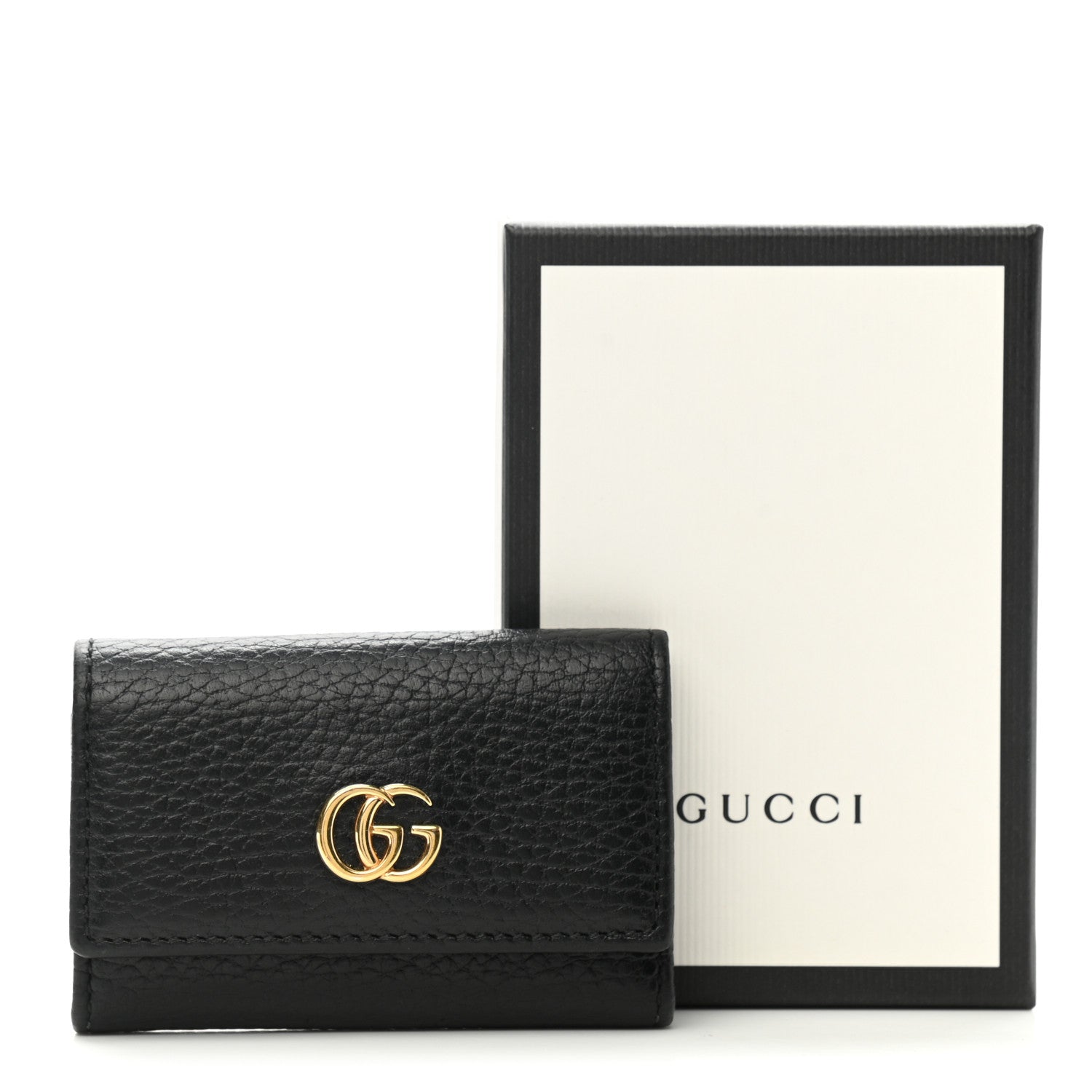 Gucci Pebbled Calfskin GG Marmont 6 Key Holder Black 9 of 9