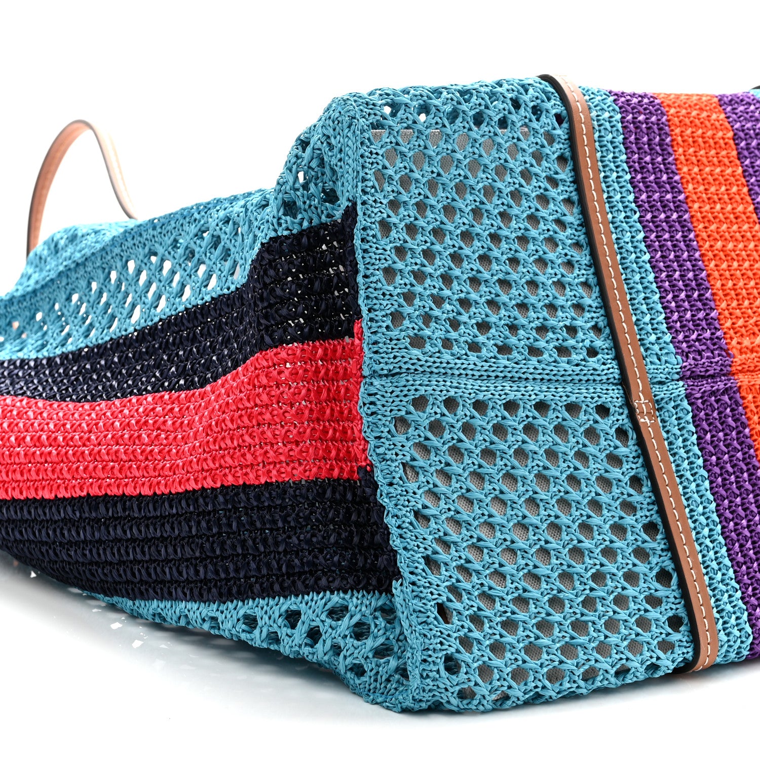 Gucci Raffia Web Woven Interlocking G Tote Blue Multicolor 9 of 10