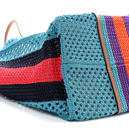 Gucci Raffia Web Woven Interlocking G Tote Blue Multicolor 9 of 10