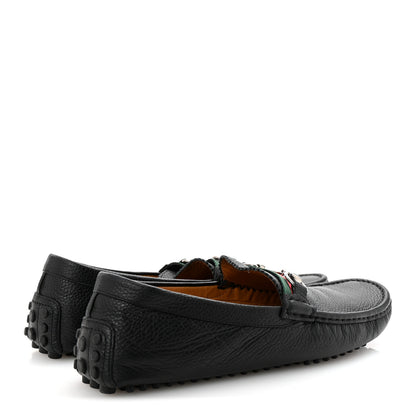 Gucci Road Calfskin Web Mens Horsebit Driver Loafers 10 Black 5 of 9
