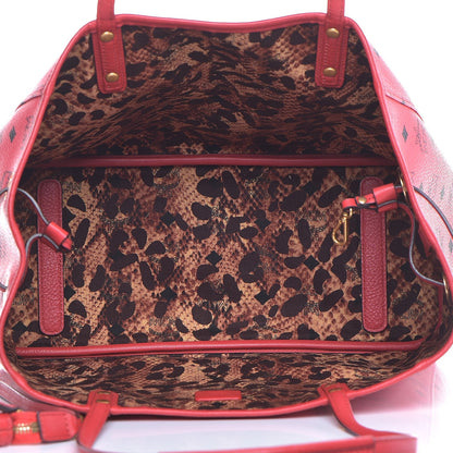 MCM Visetos Medium Reversible Shopper Project Tote Red Jaguar Brown 7 of 17