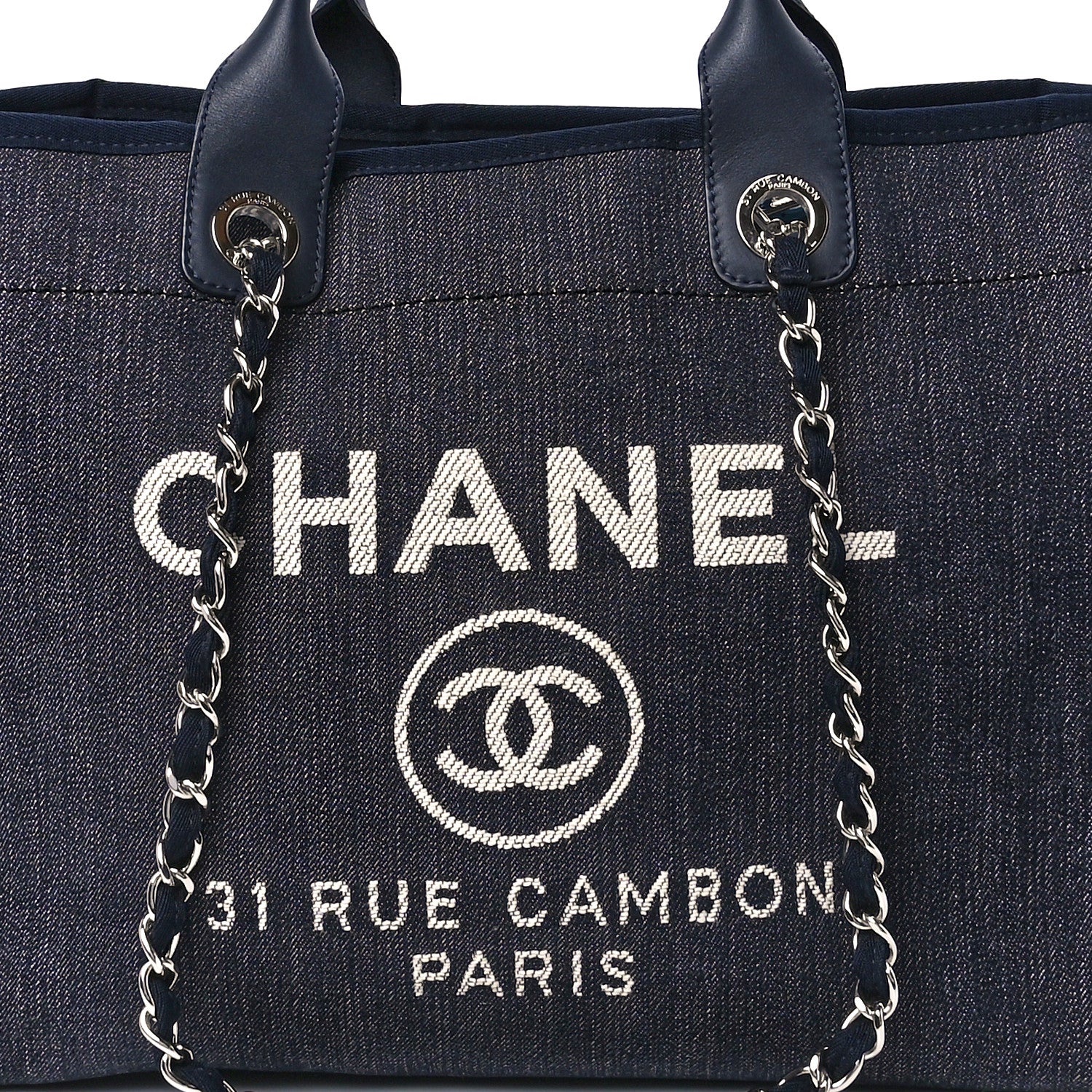 Chanel Denim Medium Deauville Tote Dark Blue 8 of 11