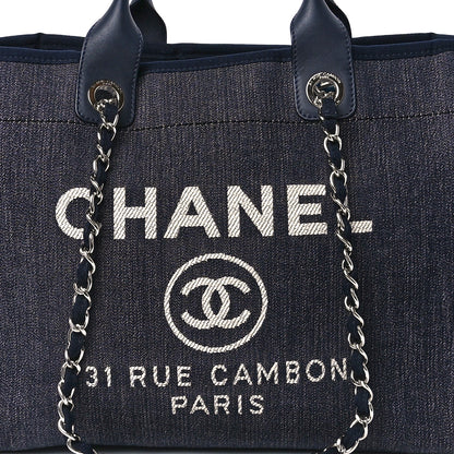 Chanel Denim Medium Deauville Tote Dark Blue 8 of 11
