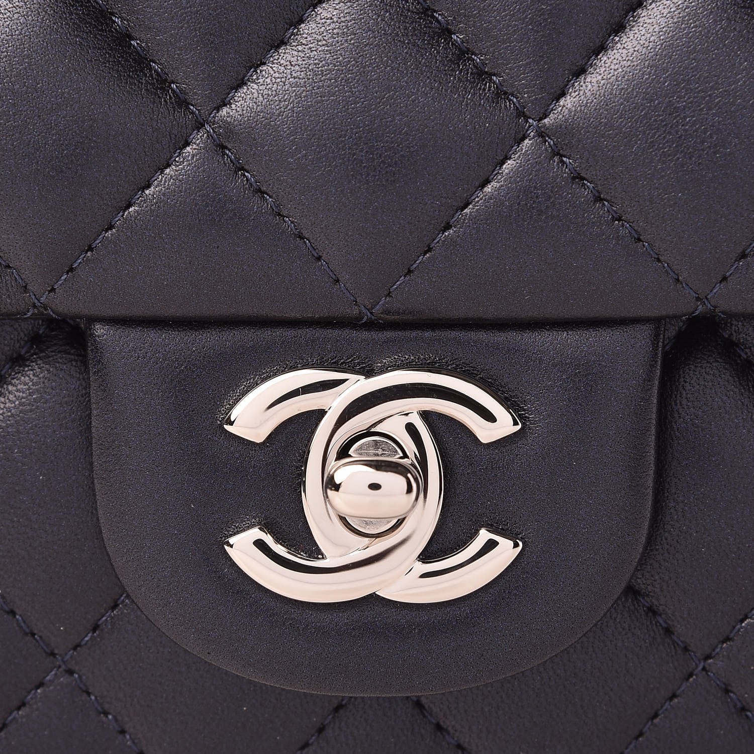 Chanel Metallic Lambskin Quilted Mini Rectangular Flap Navy 8 of 11