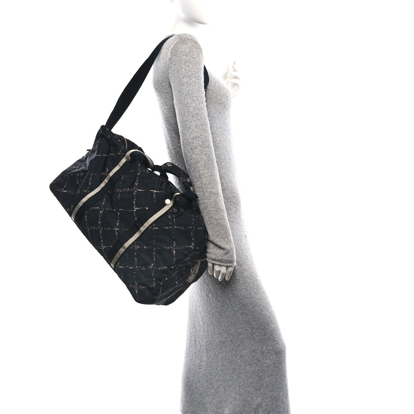 Nylon Large Travel Duffle Bag Black
