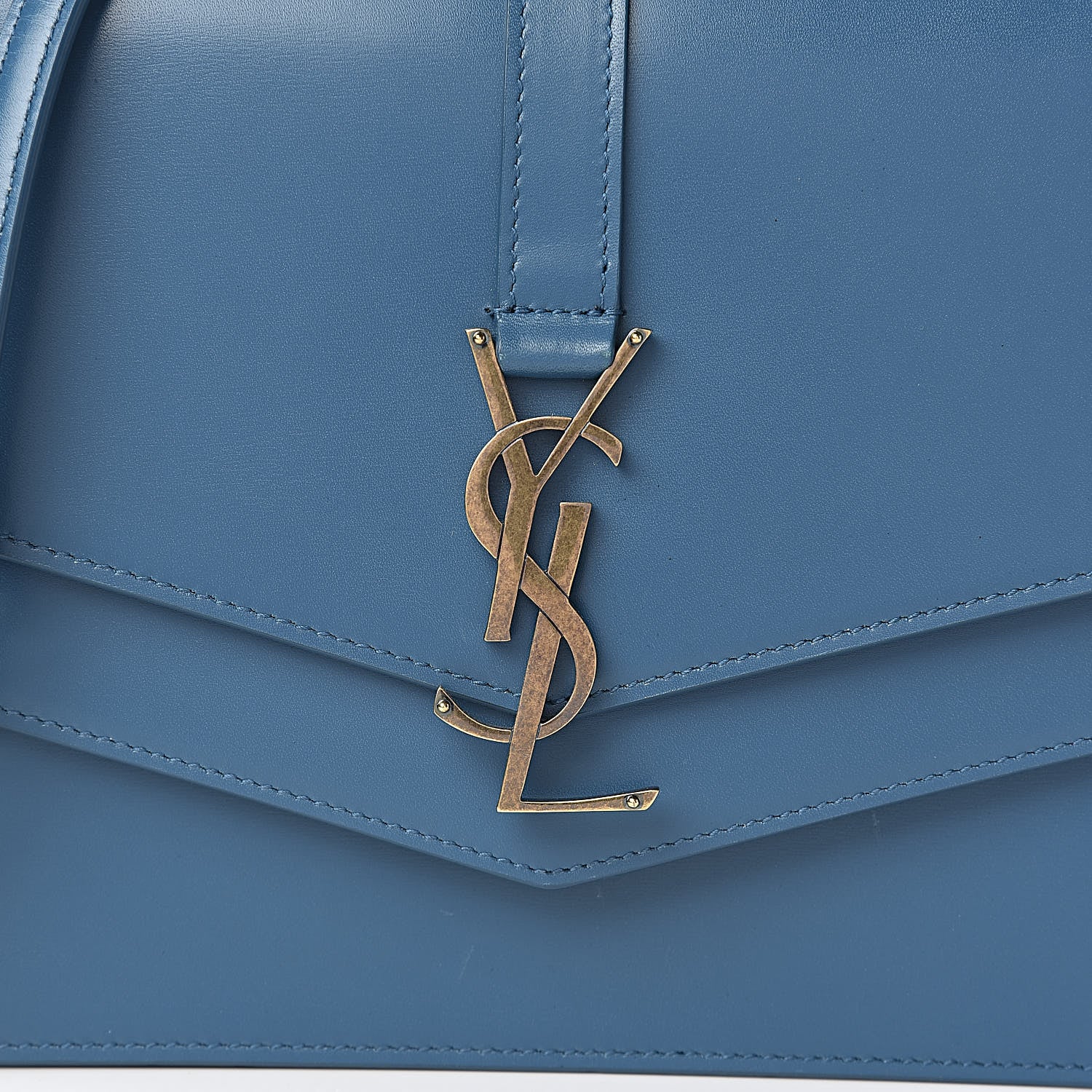 Saint Laurent Smooth Calfskin Monogram Medium Sulpice Shoulder Bag Deep Sea 10 of 10