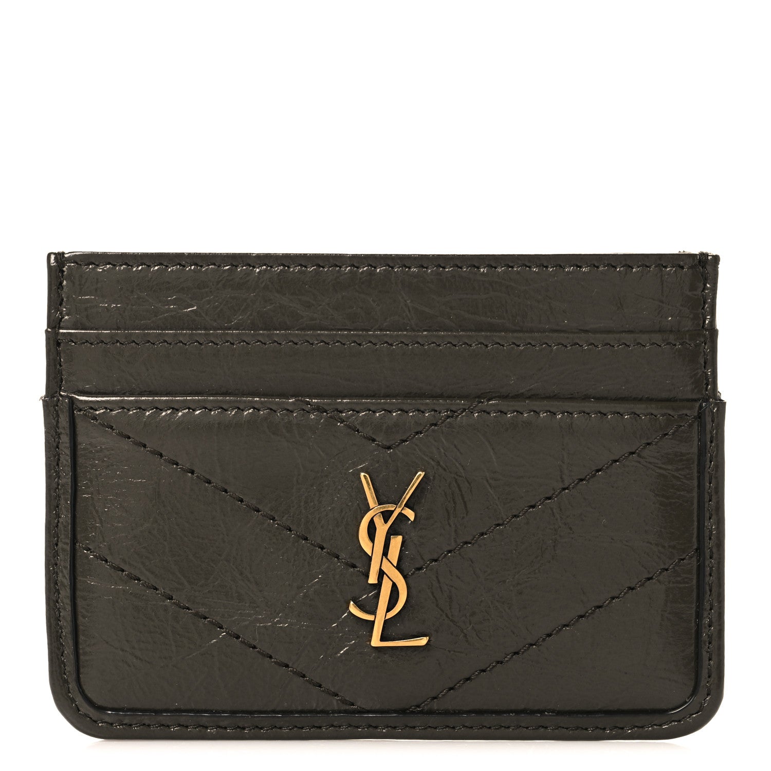 Saint Laurent Crinkled Calfskin Matelasse Monogram Niki Card Case Light Musk 1 of 7