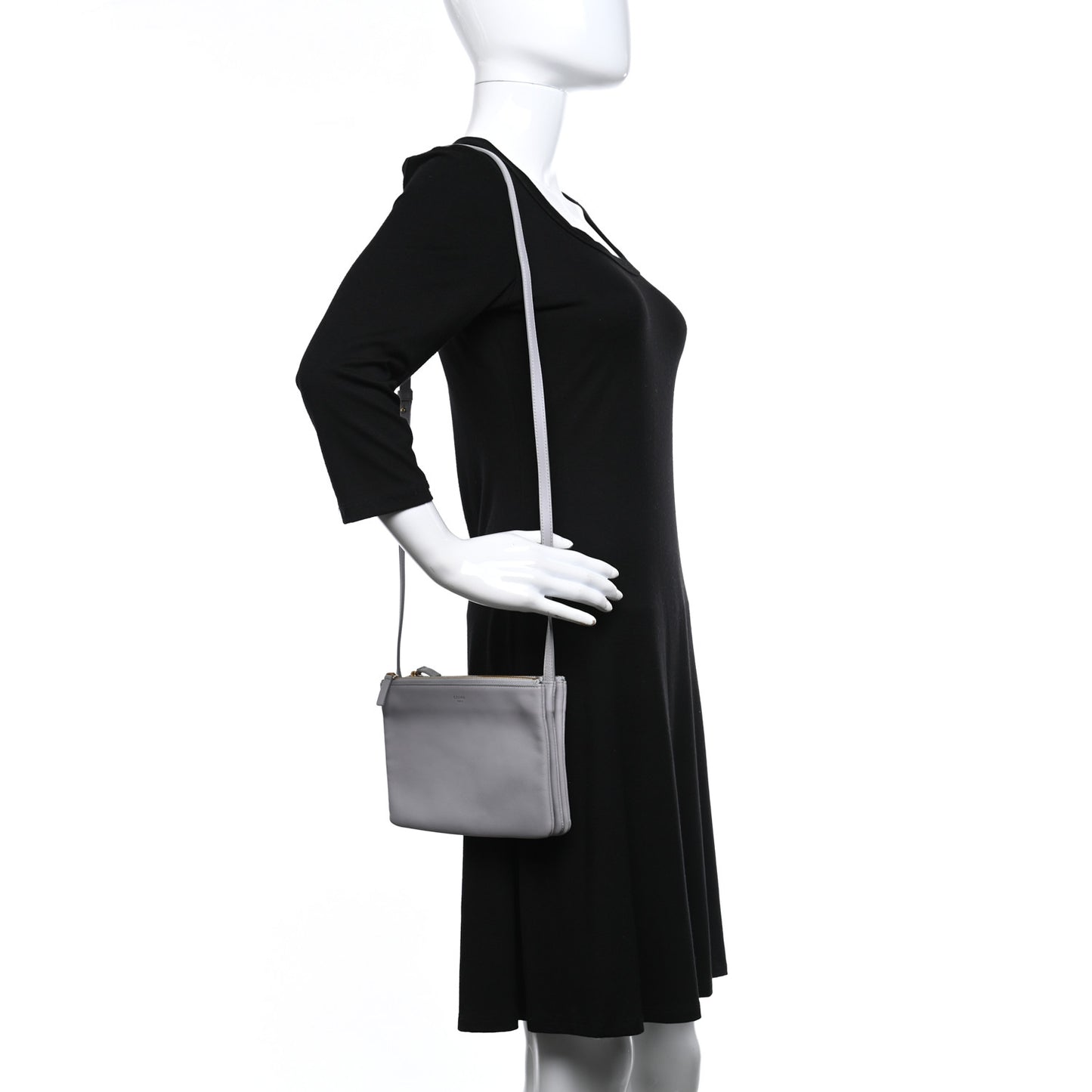 Lambskin Small Trio Crossbody Bag Light Grey