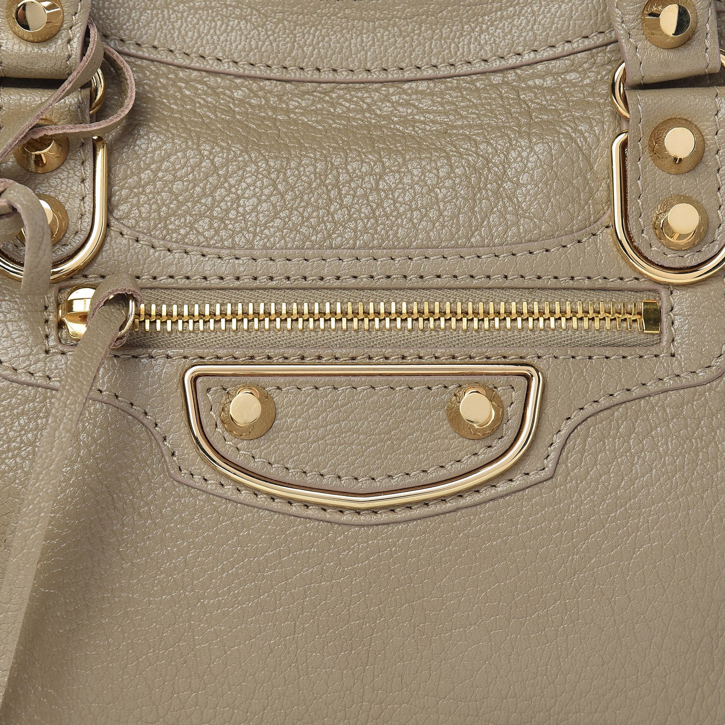 Chevre Gold Metallic Edge Hardware S City Beige Latte
