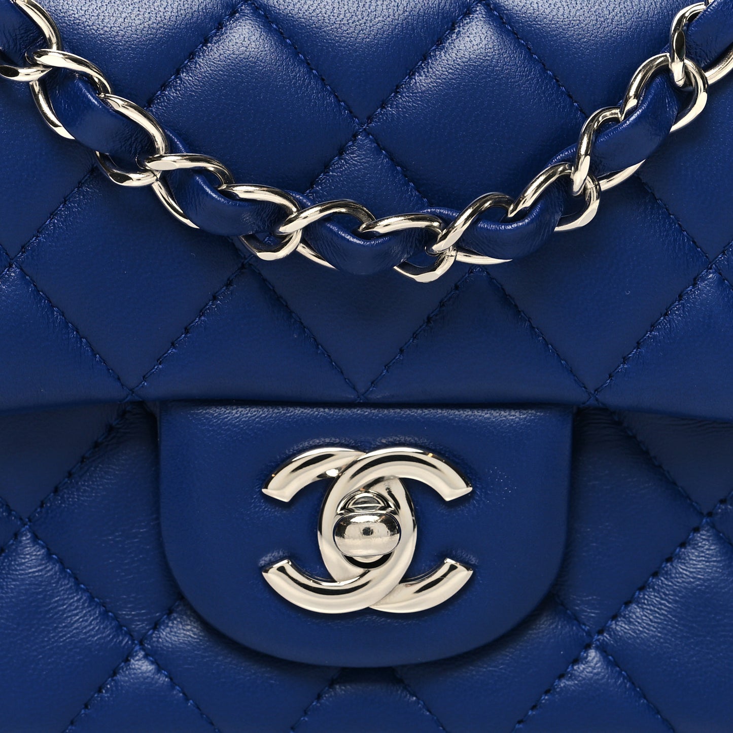 Lambskin Quilted Mini Rectangular Flap Royal Blue