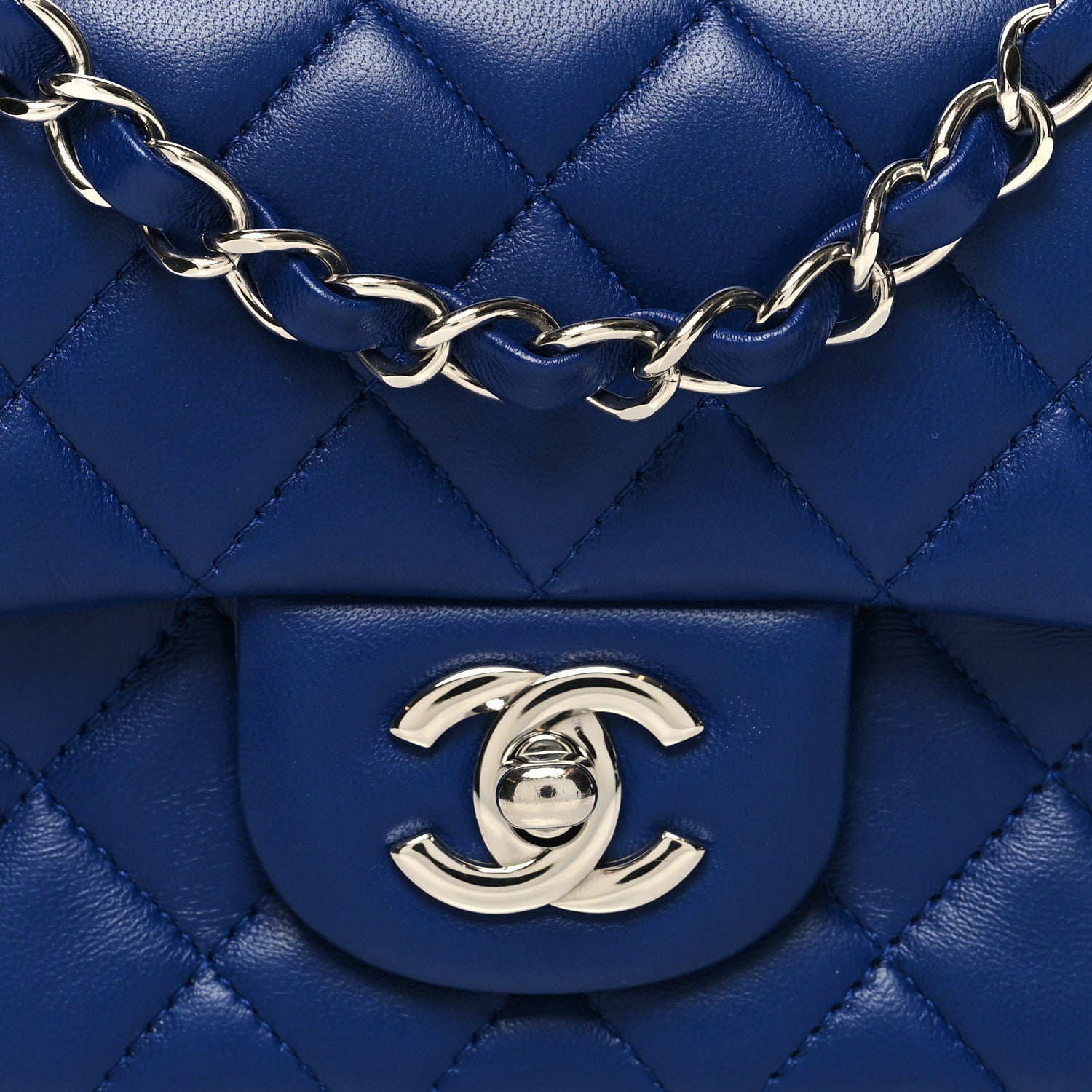 Chanel Lambskin Quilted Mini Rectangular Flap Royal Blue 8 of 11