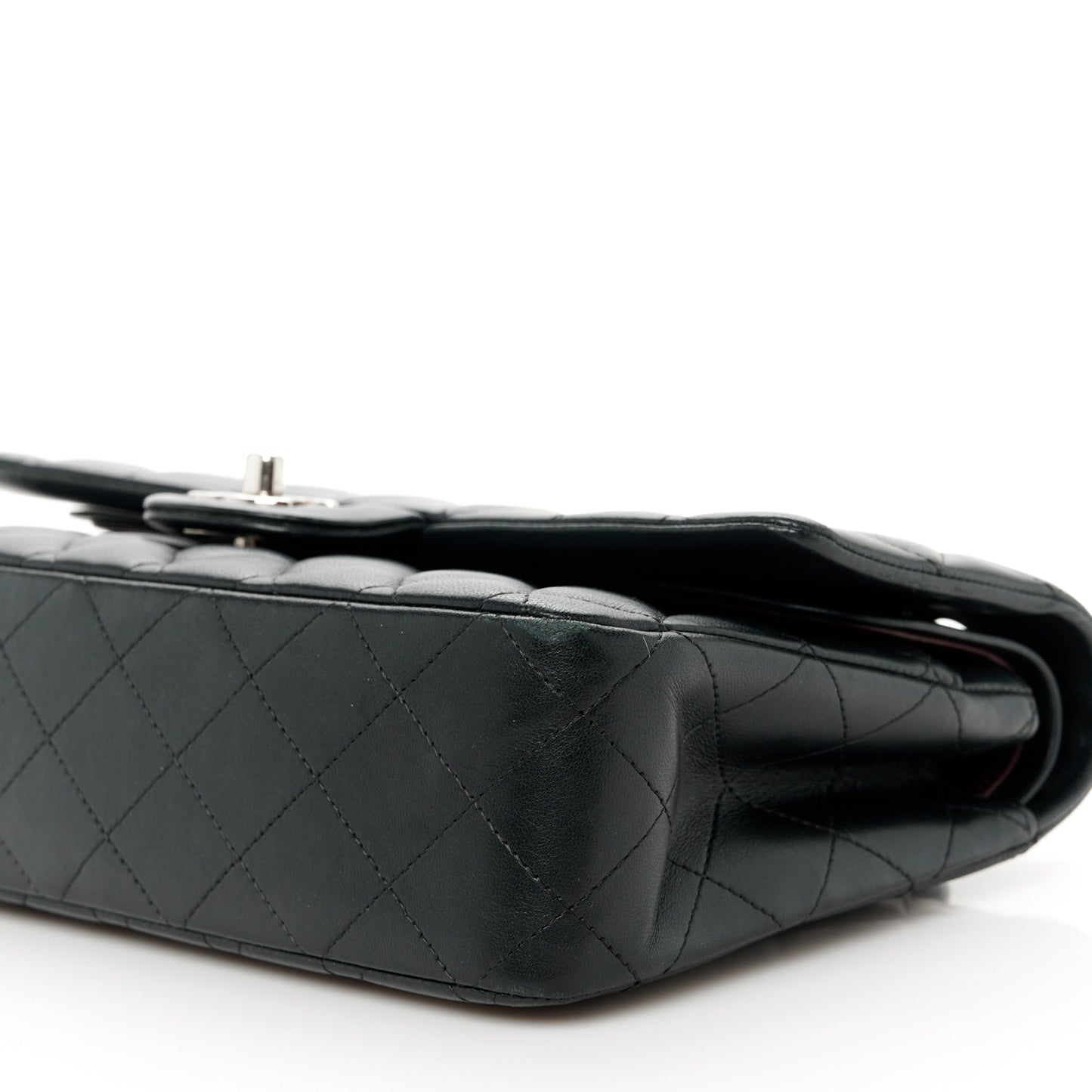 Lambskin Quilted Medium Double Flap Black