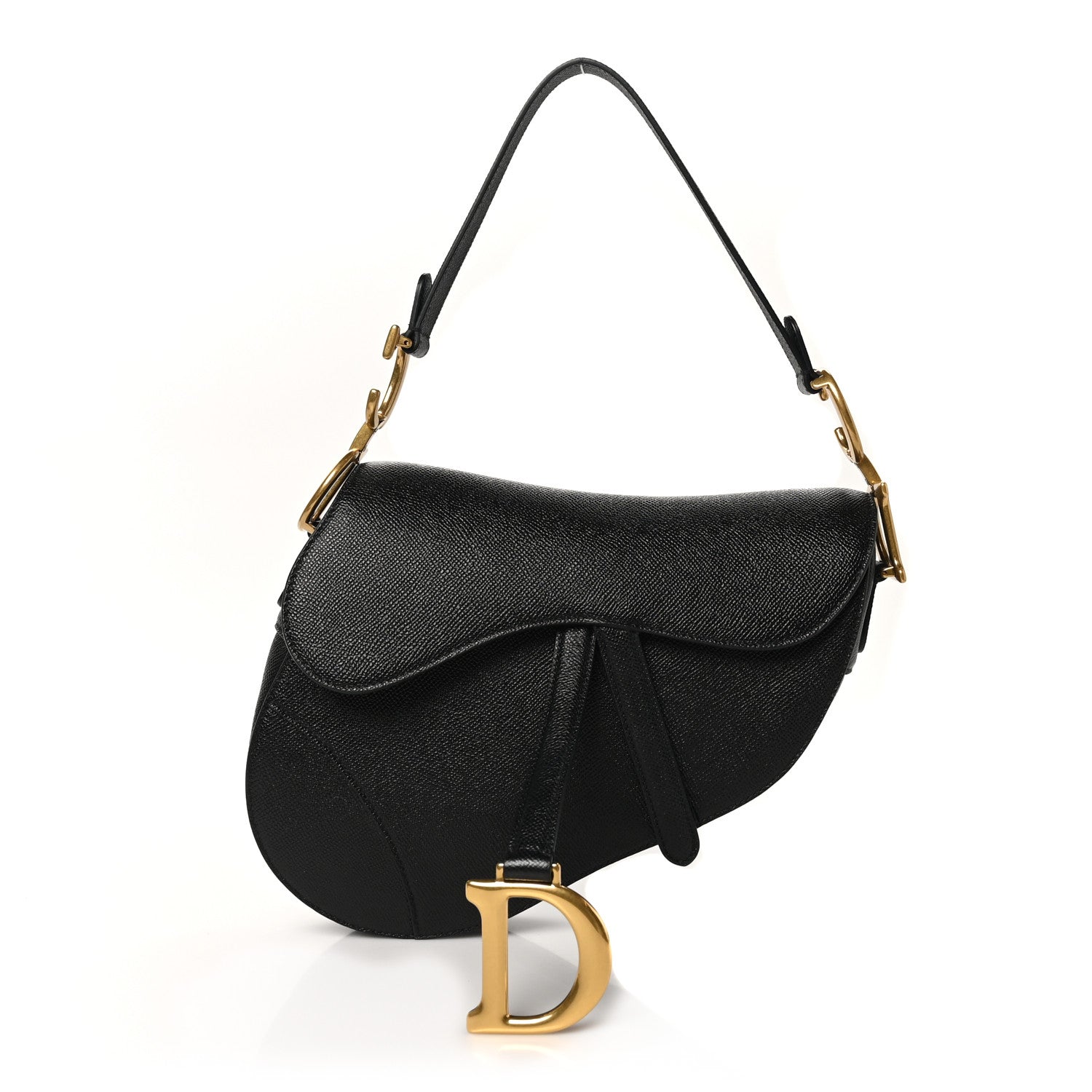Christian Dior Grained Calfskin Saddle Bag Black 1 of 10
