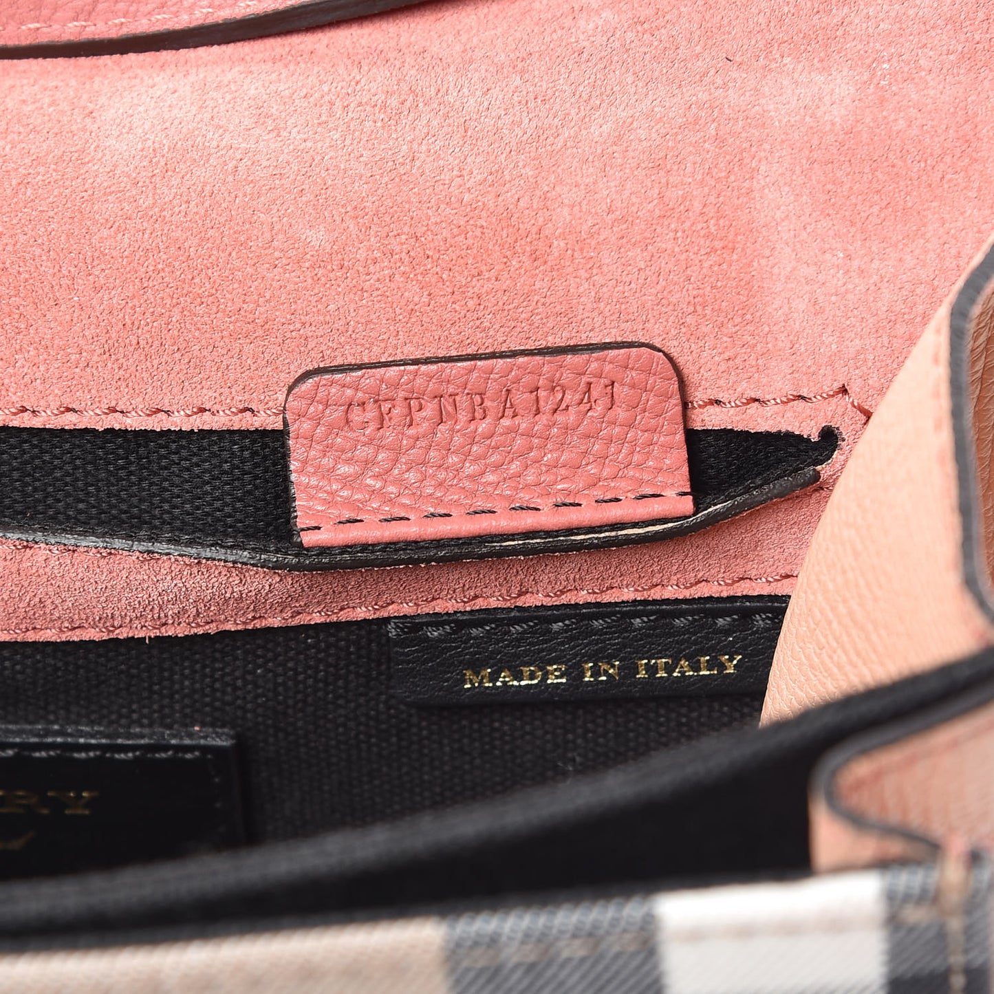Derby Calfskin House Check Small Macken Crossbody Bag Copper Pink