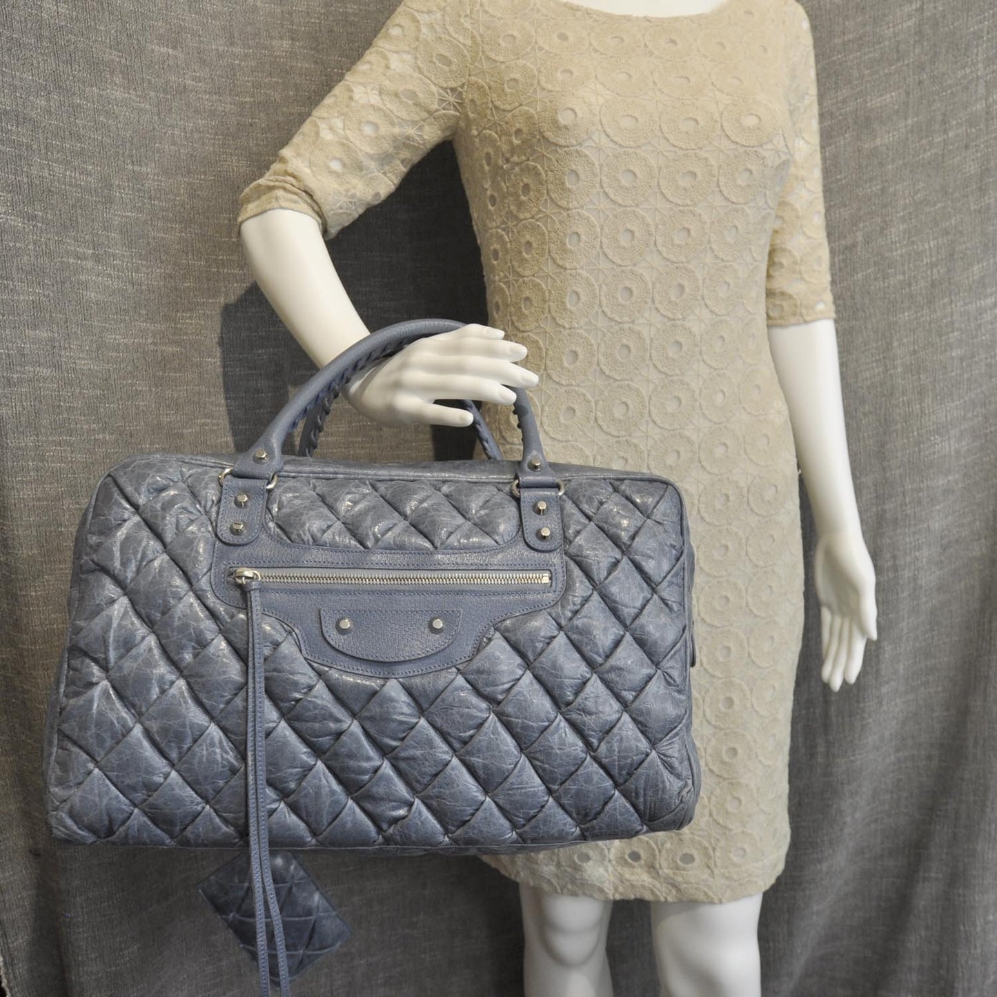 Agneau Quilted Matelasse GM Cornflower Bleu