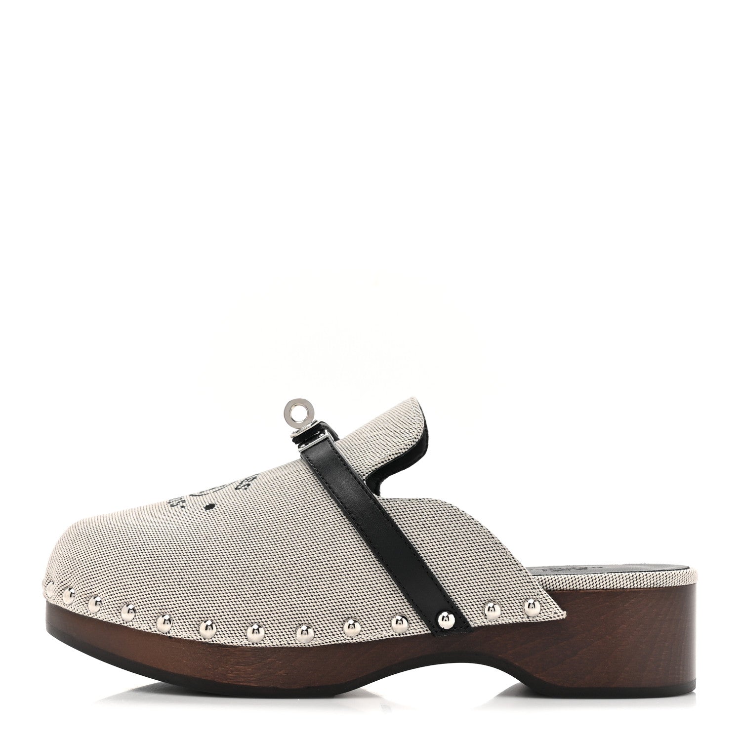 Hermes H Canvas Calfskin Carlotta Mules 36 Prunoir Black 1 of 10