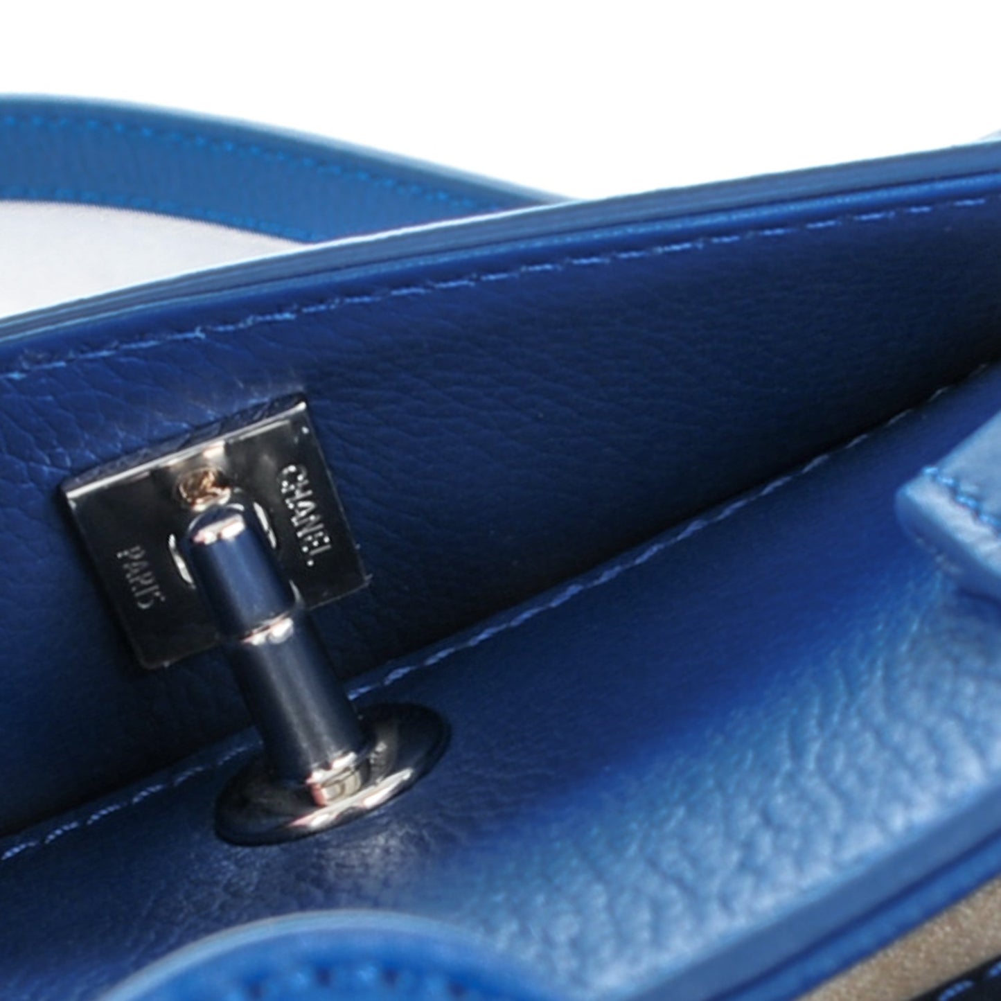 Grained Calfskin Mini Neo Executive Shopper Tote Blue