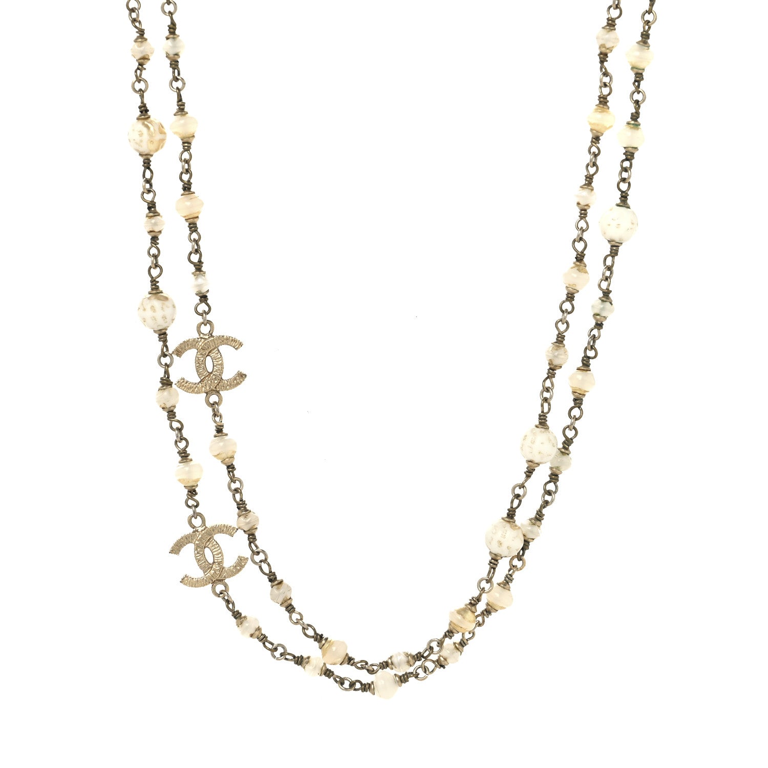 Chanel Beaded Enamel CC Necklace Gold 1 of 4