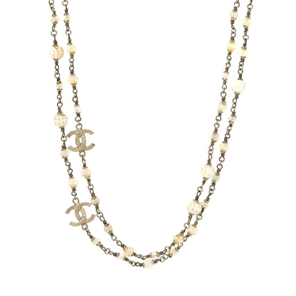 Chanel Beaded Enamel CC Necklace Gold 1 of 4