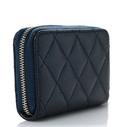 Chanel Iridescent Caviar Quilted Zip Coin Purse Dark Blue 3 of 7