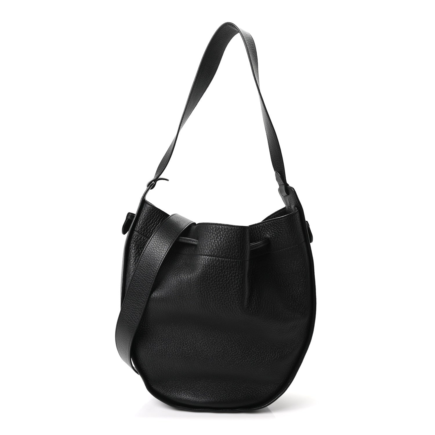 The Row Grained Calfskin Drawstring Pouch Black 1 of 9