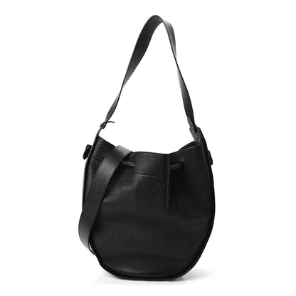 The Row Grained Calfskin Drawstring Pouch Black 1 of 9